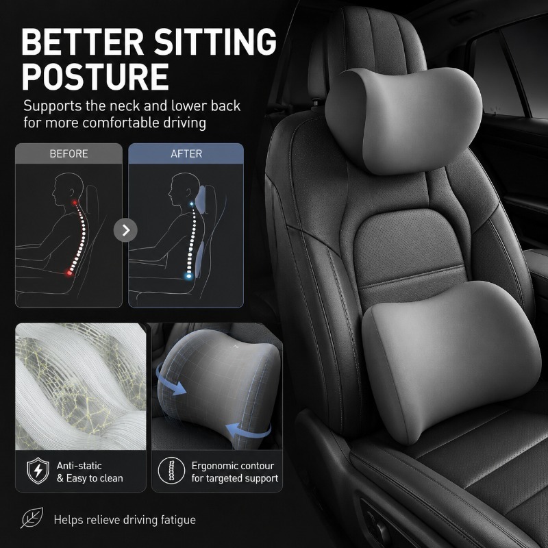 Car Headrest Neck Pillow and L - огляд і ціна Memory Foam Car Neck Pillow Lumbar Support