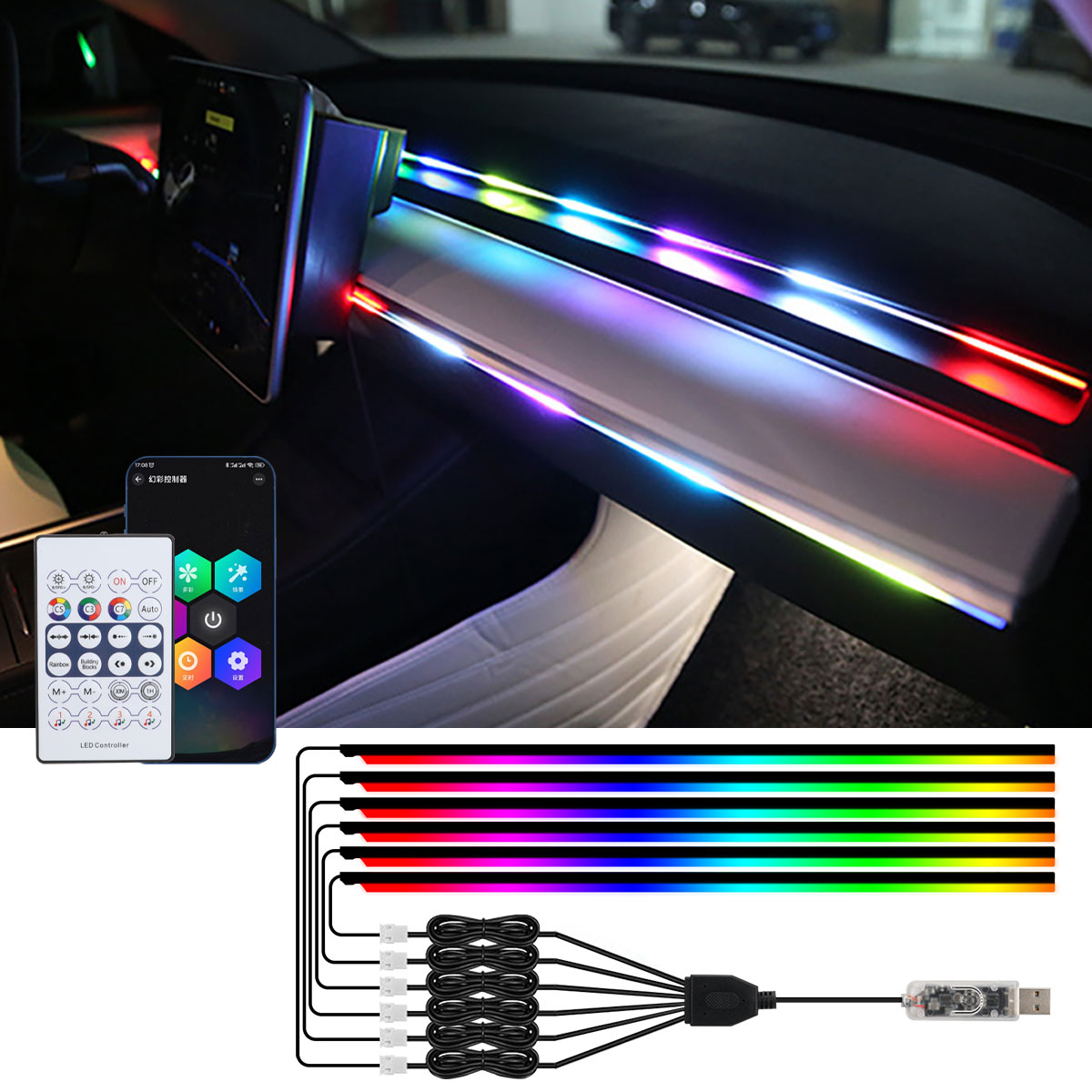 6/10 in 1 Car Led Ambient Ligh - огляд і ціна Led Ambient Interior Car Lights App Control