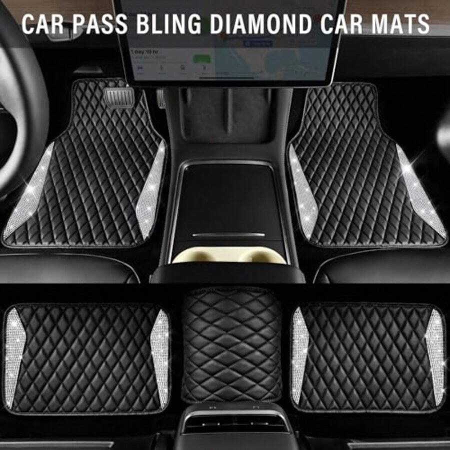 Leather Car Mats Shining Diamo - огляд і ціна Car Floor Mats Universal Waterproof Leather