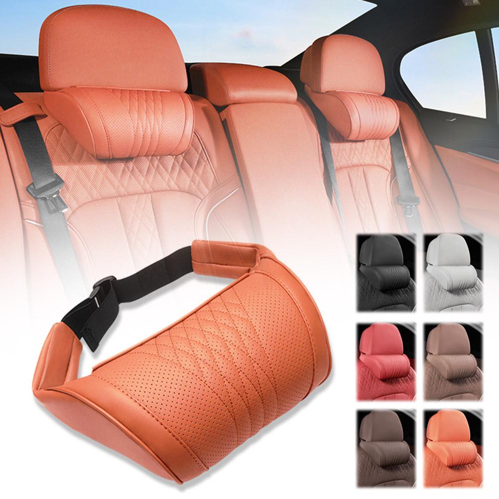 Luxury Leather Car Headrest Pi - огляд і ціна Memory Foam Car Neck Pillow Lumbar Support
