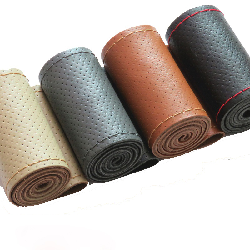New 36 38 40cm Genuine Leather - огляд і ціна Car Steering Wheel Cover Anti Slip Breathable